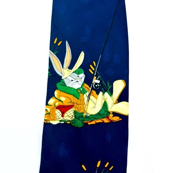 Tasmanian Devil & Bugs Bunny Looney Tunes Fishing Tie Vintage 1995 - Picture 4 of 8
